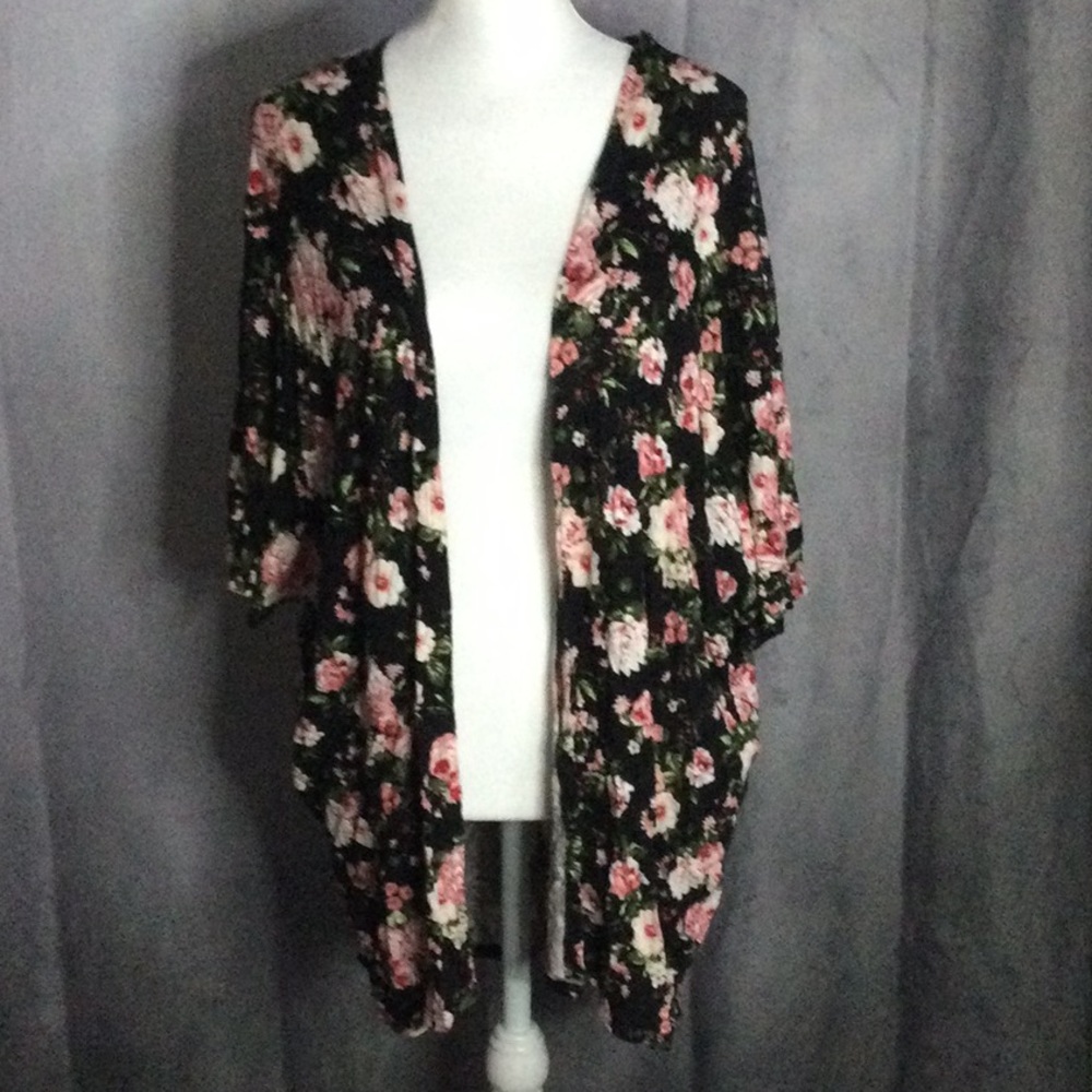 Joe Boxer Black Floral Cardigan - Size S